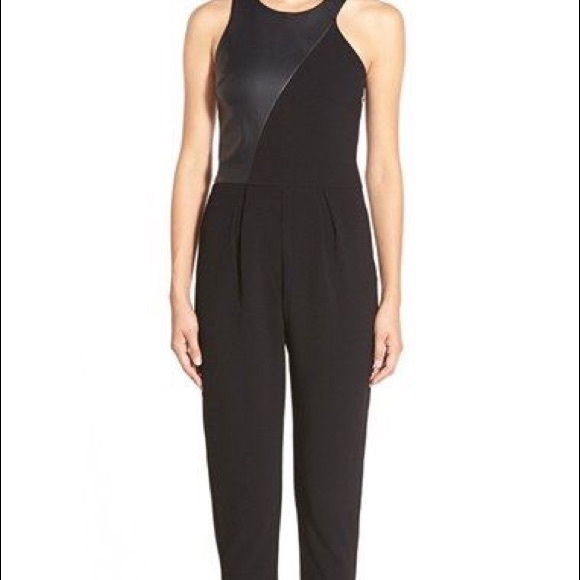 Pants - NWOT Black Jumpsuit with Leather detail